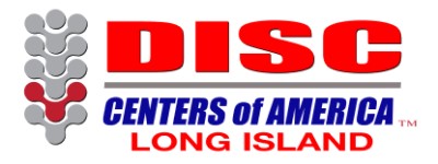 The logo for Disc Centers of America - Long Island.