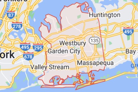 A Map of Long Island for people looking for spinal decompression herniated disc treatment in Nassau County, NY